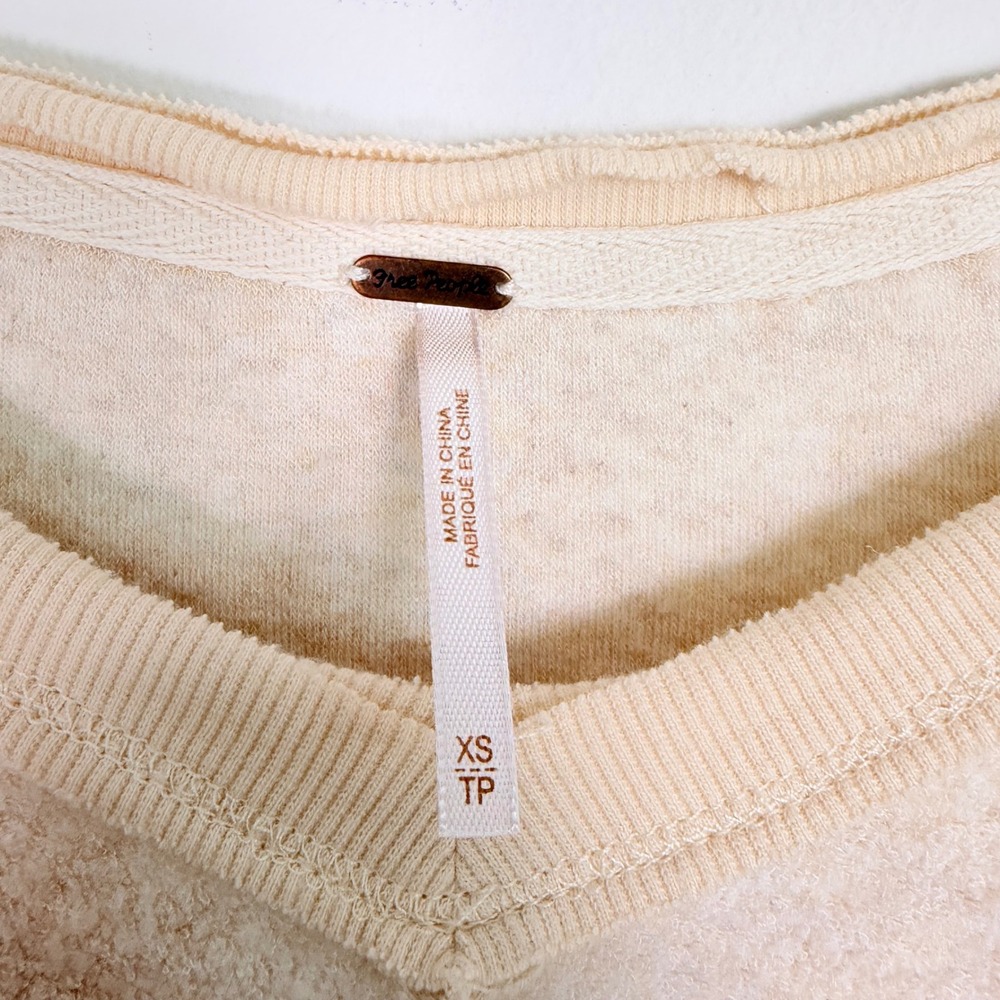 Free People Take It‎ Off V-Neck Pullover Sweater Sweatshirt Cream OB888256 XS - Picture 5 of 8